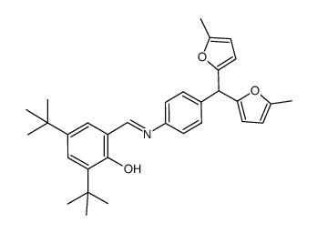 N-(3,5-di-tert-butylsalicylidene)-4-[bis(5-methyl-2-furyl)methyl]aniline Structure