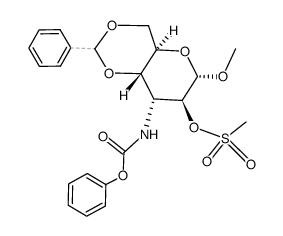 methyl O4,O6-(R)-benzylidene-O2-methanesulfonyl-3-phenoxycarbonylamino-α-D-3-deoxy-altropyranoside结构式