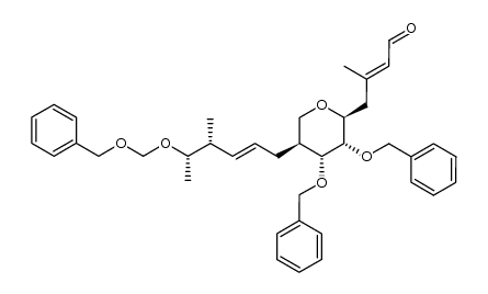 (E)-4-((2S,3S,4R,5S)-3,4-bis(benzyloxy)-5-((4R,5S,E)-5-((benzyloxy)methoxy)-4-methylhex-2-en-1-yl)tetrahydro-2H-pyran-2-yl)-3-methylbut-2-enal Structure