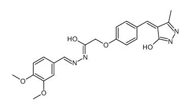 N-[(E)-(3,4-dimethoxyphenyl)methylideneamino]-2-[4-[(Z)-(3-methyl-5-oxo-1H-pyrazol-4-ylidene)methyl]phenoxy]acetamide Structure