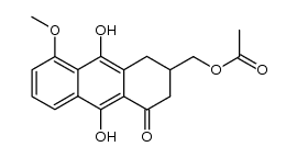 3-(acetoxymethyl)-5-methoxy-9,10-dihydroxy-1,2,3,4-tetrahydro-anthracen-1-one结构式