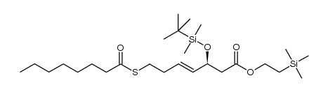 (S)-2-(trimethylsilyl)ethyl-3-(tert-butyldimethylsilyloxy)-7-(octanoylthio)hept-4-enoate结构式