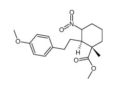 methyl (1R,2R)-2-(2-(p-methoxyphenyl)ethyl)-1-methyl-3-nitrocyclohexanecarboxylate Structure