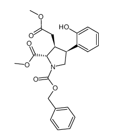 1-benzyl 2-methyl (2S,3S,4S)-4-(2-hydroxyphenyl)-3-(2-methoxy-2-oxoethyl)pyrrolidine-1,2-dicarboxylate结构式