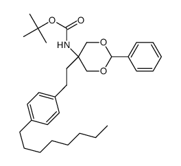 tert-butyl (5-(4-octylphenethyl)-2-phenyl-1,3-dioxan-5-yl)carbamate Structure