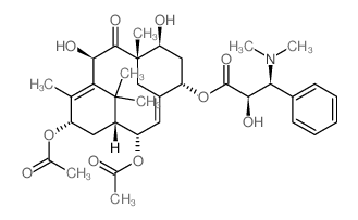 Benzenepropanoic acid,â-(dimethylamino)-Rhydroxy-,(1S,2R,3E,5S,7S,8S,10R,13S)-2,13- bis(acetyloxy)-7,10-dihydroxy-8,12,15,15-tetramethyl- 9-oxotricyclo[9.3.1.14,8]hexadeca-3,11- dien-5-yl ester,结构式