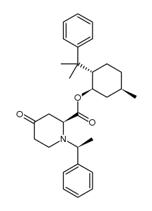 (-)-(1R,2S,5R)-8-phenylmenthyl (2S)-4-oxo-1-[(1S)-1-phenylethyl]piperidine-2-carboxylate结构式