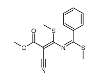 (1E,3Z)-methyl 4-cyano-1,3-dimethylthio-1-phenyl-2-azabuta-1,3-diene-4-carboxylate Structure