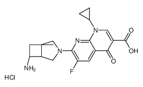 7-[(1S,5R,7S)-7-amino-5-methyl-3-azabicyclo[3.2.0]heptan-3-yl]-1-cyclopropyl-6-fluoro-4-oxo-1,8-naphthyridine-3-carboxylic acid,hydrochloride结构式