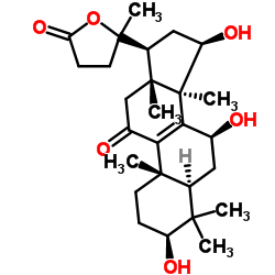 3β,7β,15β-三羟基-11-羰基-羊毛甾烷-8-烯-24->20内酯结构式
