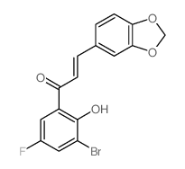 (E)-3-benzo[1,3]dioxol-5-yl-1-(3-bromo-5-fluoro-2-hydroxy-phenyl)prop-2-en-1-one结构式
