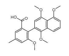 3-Methoxy-5-methyl-2-(1',4',5'-trimethoxynaphthalen-2'-yl)benzoic acid结构式