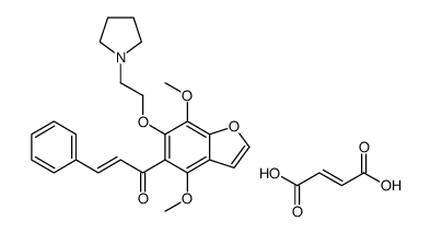 (E)-1-[4,7-dimethoxy-6-(2-pyrrolidin-1-ium-1-ylethoxy)-1-benzofuran-5-yl]-3-phenylprop-2-en-1-one,(Z)-4-hydroxy-4-oxobut-2-enoate结构式