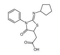 2-(2-cyclopentylimino-4-oxo-3-phenyl-1,3-thiazolidin-5-yl)acetic acid Structure