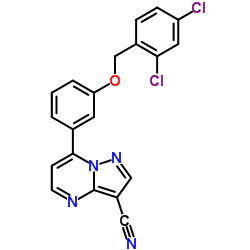 7-{3-[(2,4-Dichlorobenzyl)oxy]phenyl}pyrazolo[1,5-a]pyrimidine-3-carbonitrile结构式