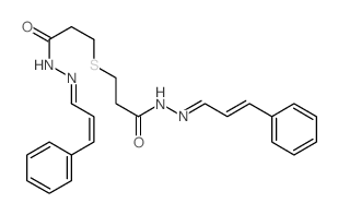 N-(cinnamylideneamino)-3-[2-[(cinnamylideneamino)carbamoyl]ethylsulfanyl]propanamide Structure