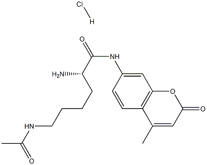 (S)-6-Acetylamino-2-amino-hexanoic acid (4-methyl-2-oxo-2H-chromen-7-yl)-amide HCl Structure
