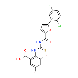 BENZOIC ACID, 3,5-DIBROMO-2-[[[[[5-(2,5-DICHLOROPHENYL)-2-FURANYL]CARBONYL]AMINO]THIOXOMETHYL]AMINO] picture