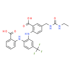 Benzoic acid,2-[[2-[(2-carboxyphenyl)amino]-5-(trifluoromethyl)phenyl]amino]-5-[[[(ethylamino)carbonyl]amino]methyl]- Structure