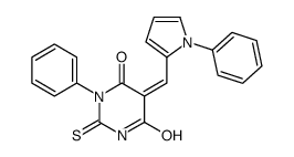 (5E)-1-phenyl-5-[(1-phenylpyrrol-2-yl)methylidene]-2-sulfanylidene-1,3-diazinane-4,6-dione结构式