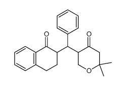 2,2-dimethyl-5-[(1-oxo-1,2,3,4-tetrahydro-naphthalen-2-yl)-phenyl-methyl]-tetrahydro-pyran-4-one结构式