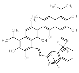 [2,2'-Binaphthalene]-1,1',6,6',7,7'-hexol,3,3'-dimethyl-5,5'-bis(1-methylethyl)-8,8'-bis[[[3-(trifluoromethyl)phenyl]imino]methyl]-结构式