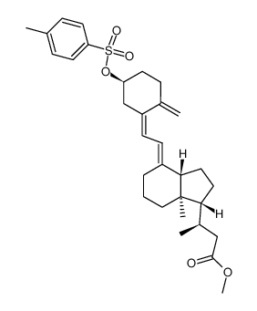 methyl (R)-3-((1R,3aS,7aR,E)-7a-methyl-4-((Z)-2-((S)-2-methylene-5-(tosyloxy)cyclohexylidene)ethylidene)octahydro-1H-inden-1-yl)butanoate结构式