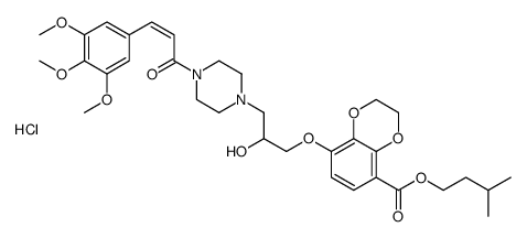 3-methylbutyl 2,3-dihydro-8-[2-hydroxy-3-[4-(3',4',5'-trimethoxycinnamoyl)-1-piperazinyl]propoxy]-1,4-benzodioxin-5-carboxylate monohydrochloride picture