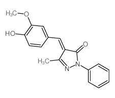 3H-Pyrazol-3-one,2,4-dihydro-4-[(4-hydroxy-3-methoxyphenyl)methylene]-5-methyl-2-phenyl- structure