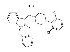 1-benzyl-3-[4-(2,6-dichloro-phenyl)-piperidin-1-ylmethyl]-2-methyl-1H-indole hydrochloride Structure