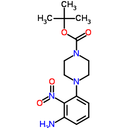 4-(3-氨基-2-硝基苯基)哌嗪-1-羧酸叔丁酯结构式