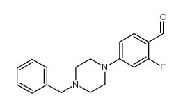 4-(4-benzyl-1-piperazino)-2-fluoro-benzaldehyde structure
