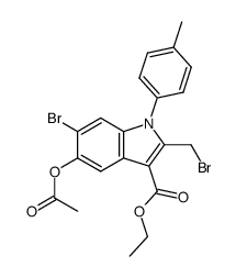 5-Acetoxy-6-bromo-2-bromomethyl-1-p-tolyl-1H-indole-3-carboxylic acid ethyl ester结构式