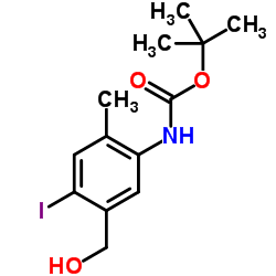 2-Methyl-2-propanyl [5-(hydroxymethyl)-4-iodo-2-methylphenyl]carbamate结构式