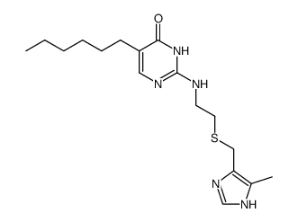 5-Hexyl-2-[2-(5-methyl-1H-imidazol-4-ylmethylsulfanyl)-ethylamino]-3H-pyrimidin-4-one Structure