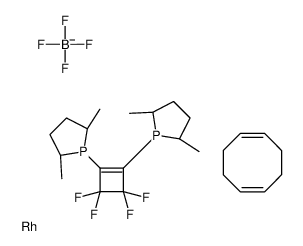 1,2-双[(2R,5R)-2,5-二甲基膦酰基]-3,3,4,4-四氟-1-环丁烯(1,5-环辛二烯)四氟硼酸铑(I)结构式