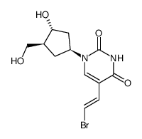 1-(3-hydroxy-4-(hydroxymethyl)-cyclopentyl)-5-(2-bromovinyl)-2,4-(1H,3H)-pyrimidinedione结构式