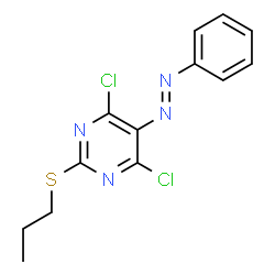 Pyrimidine, 4,6-dichloro-5-(2-phenyldiazenyl)-2-(propylthio)- Structure