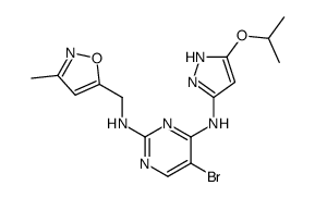 5-bromo-N'-(5-isopropoxy-1H-pyrazol-3-yl)-N-[(3-methylisoxazol-5-yl)methyl]pyrimidine-2,4-diamine结构式