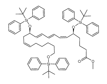 (5S,6Z,8E,10E,12R,14Z)-methyl 5,12,20-tris((tert-butyldiphenylsilyl)oxy)icosa-6,8,10,14-tetraenoate结构式