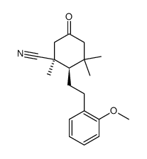 (+/-)-(1RS,2SR)-2-<2-(2-methoxyphenyl)-ethyl>-1,3,3-trimethyl-5-oxocyclohexanecarbonitrile Structure