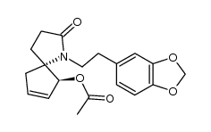 (5S,6S)-1-(2-(benzo[d][1,3]dioxol-5-yl)ethyl)-2-oxo-1-azaspiro[4.4]non-7-en-6-yl acetate结构式