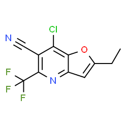 7-Chloro-2-ethyl-5-(trifluoromethyl)furo[3,2-b]pyridine-6-carbonitrile结构式