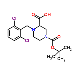 1-(2,6-Dichlorobenzyl)-4-{[(2-methyl-2-propanyl)oxy]carbonyl}-2-piperazinecarboxylic acid Structure