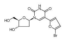 5-(5-bromofuran-2-yl)-1-(β-D-2-deoxyribofuranos-1-yl)uracil结构式