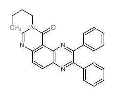 9-butyl-2,3-diphenylpyrazino[2,3-f]quinazolin-10-one结构式