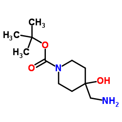 4-(氨基甲基)-4-羟基哌啶-1-甲酸叔丁酯结构式