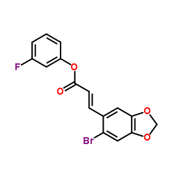 3-Fluorophenyl (2E)-3-(6-bromo-1,3-benzodioxol-5-yl)acrylate结构式