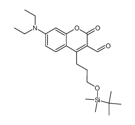 4-[3-(tert-Butyl-dimethyl-silanyloxy)-propyl]-7-diethylamino-2-oxo-2H-chromene-3-carbaldehyde结构式