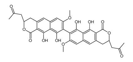 7,7'-Dimethoxy-3,3'-bis(2-oxopropyl)-3,3',4,4'-tetrahydro-9,9',10,10'-tetrahydroxy-8,8'-bi[1H-naphtho[2,3-c]pyran]-1,1'-dione Structure